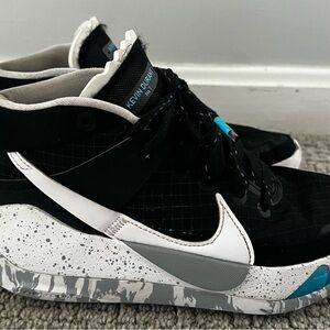 Nike Kevin Durant 7 Black and White High-Top Sneakers with Blue Accents